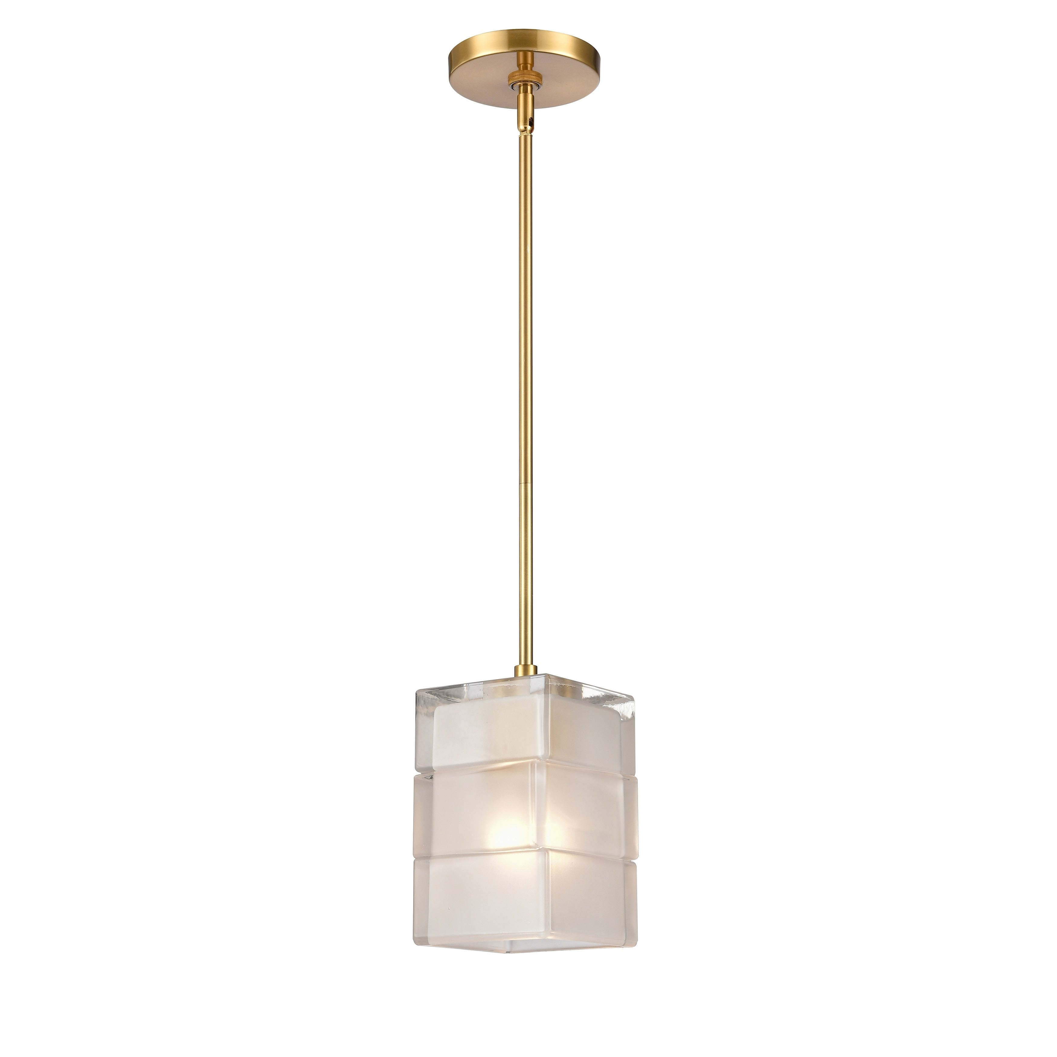 Ice Blocks 6 Inch Wide 1 Light Mini Pendant In Satin Brass 6In W X 6In D X 9In H