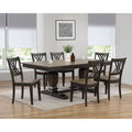 Iconic Furniture 42 X64 X82 Double Pedestal Transitional Antiqued Grey Stone Black Stone Double X Back 7 Piece Dining Set