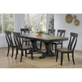 Iconic Furniture Co 42 X64 X82 Double Pedestal Deco Antique Grey Stone Black Stone Panel Back 7 Piece Dining Set