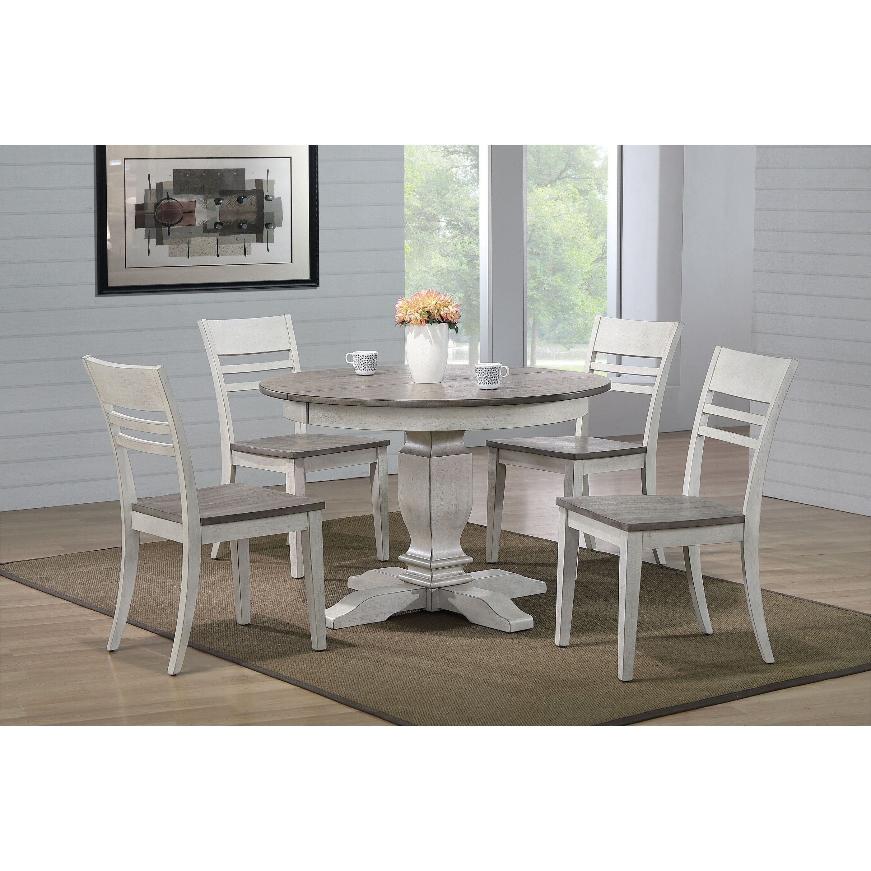 The Gray Barn Avalon 5 Piece Transitional Dining Set In Ash And Stormy White