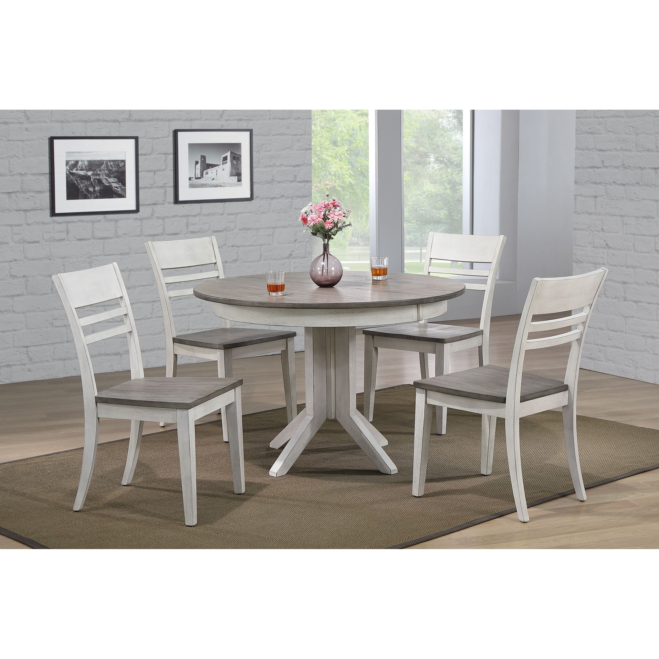 The Gray Barn Avalon 5 Piece Dining Set In Ash And Stormy White With Side Chairs