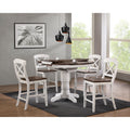 Iconic Furniture Company 42 X42 X60 Transitional X Back 24 Stool Cocoa Brown Cotton White Distressed Counter 5 Piece Set