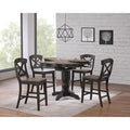 Iconic Furniture Company 42 X42 X60 Transitional X Back 24 Counter Stool Grey Stone Black Stone Counter 5 Piece Set