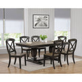 Iconic Furniture Company 42 X64 X82 Double Pedestal Transitional Antique Grey Stone Black Stone X Back 7 Piece Dining Set