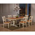 Iconic Furniture Company 42 X64 X82 Double Pedestal Transitional Antiqued Caramel Biscotti Double X Back 7 Piece Dining Set