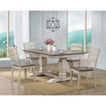 Iconic Furniture Company 42 X64 X82 Double Pedestal Transitional Ladder Back Side Chair Ash Stormey White 5 Piece Set