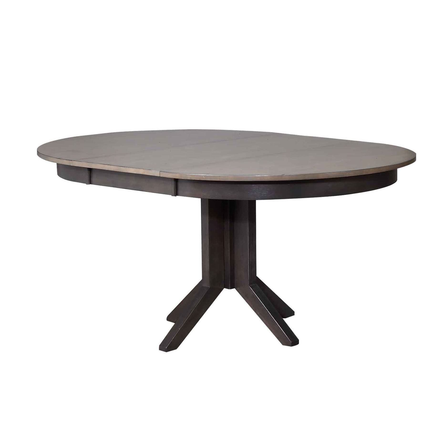 Iconic Furniture Company Antiqued Grey Stone Black Stone Round Dining Table