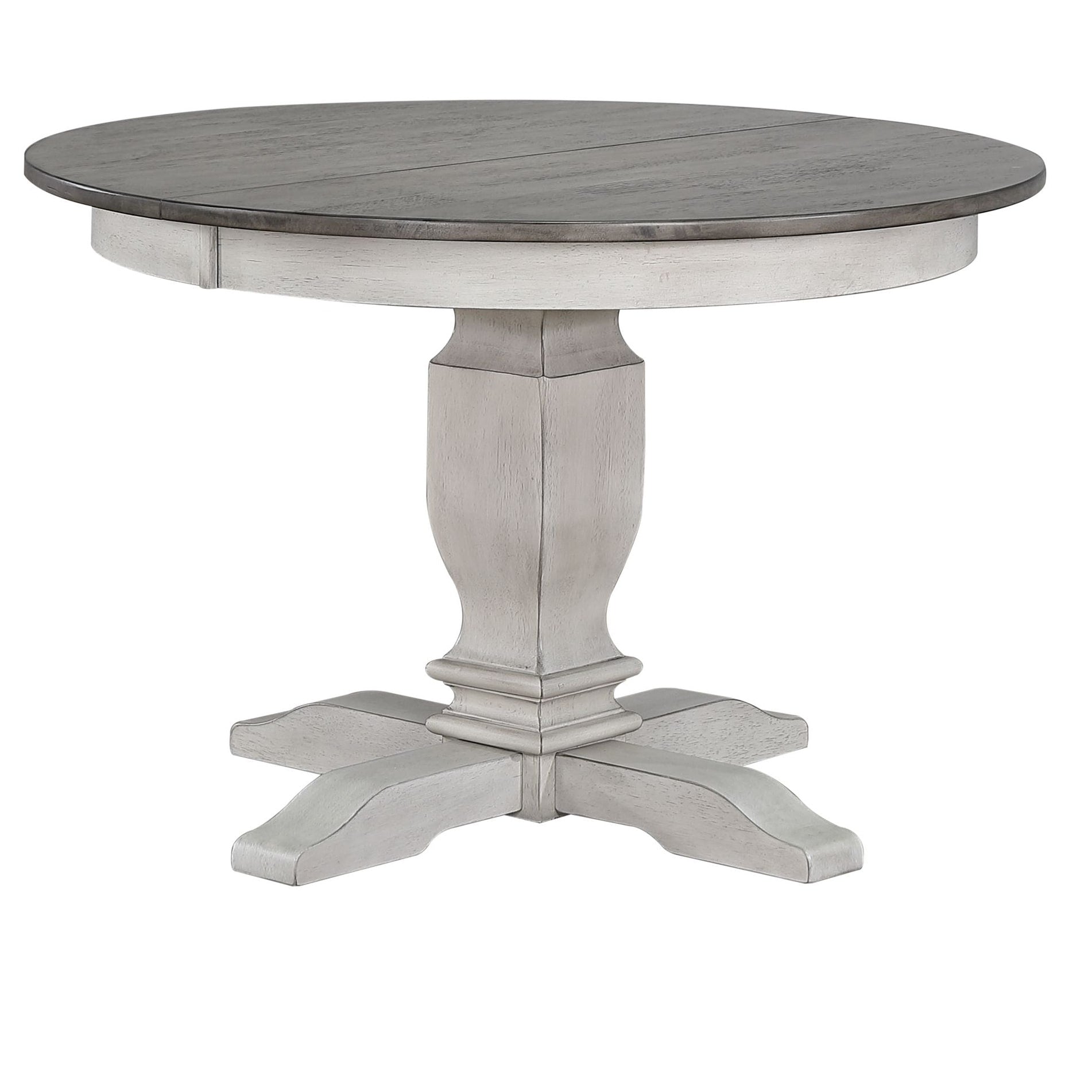The Gray Barn Avalon Round Transitional Dining Table In Ash And Stormy White