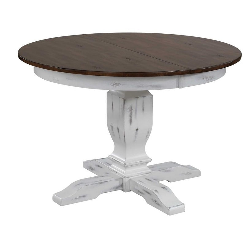 Iconic Furniture Company 45 X 45 X 63 Round Transitional Dining Table In Distressed Cocoa Brown Cotton White