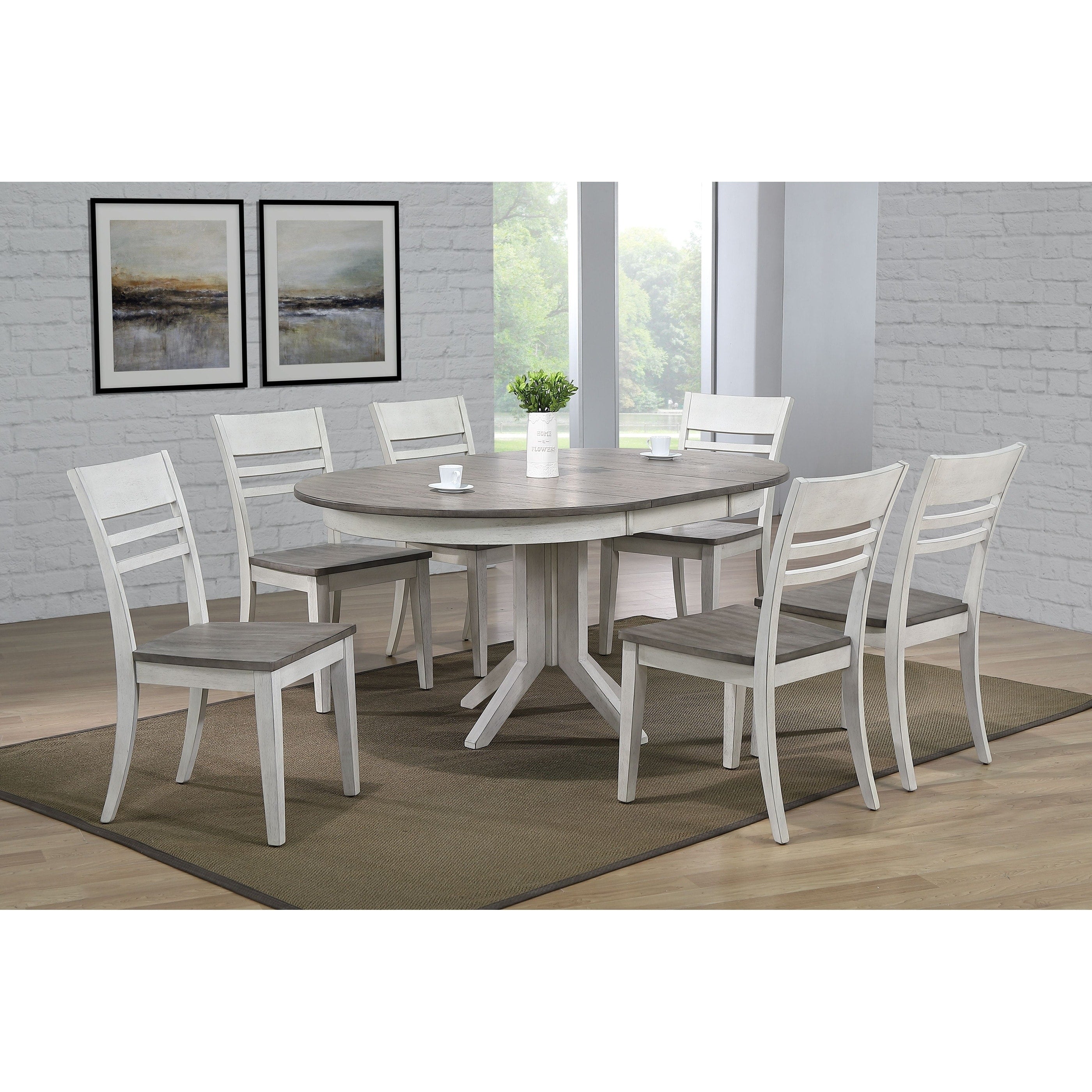 The Gray Barn Avalon 7 Piece Contemporary Dining Set In Stormy White And Ash