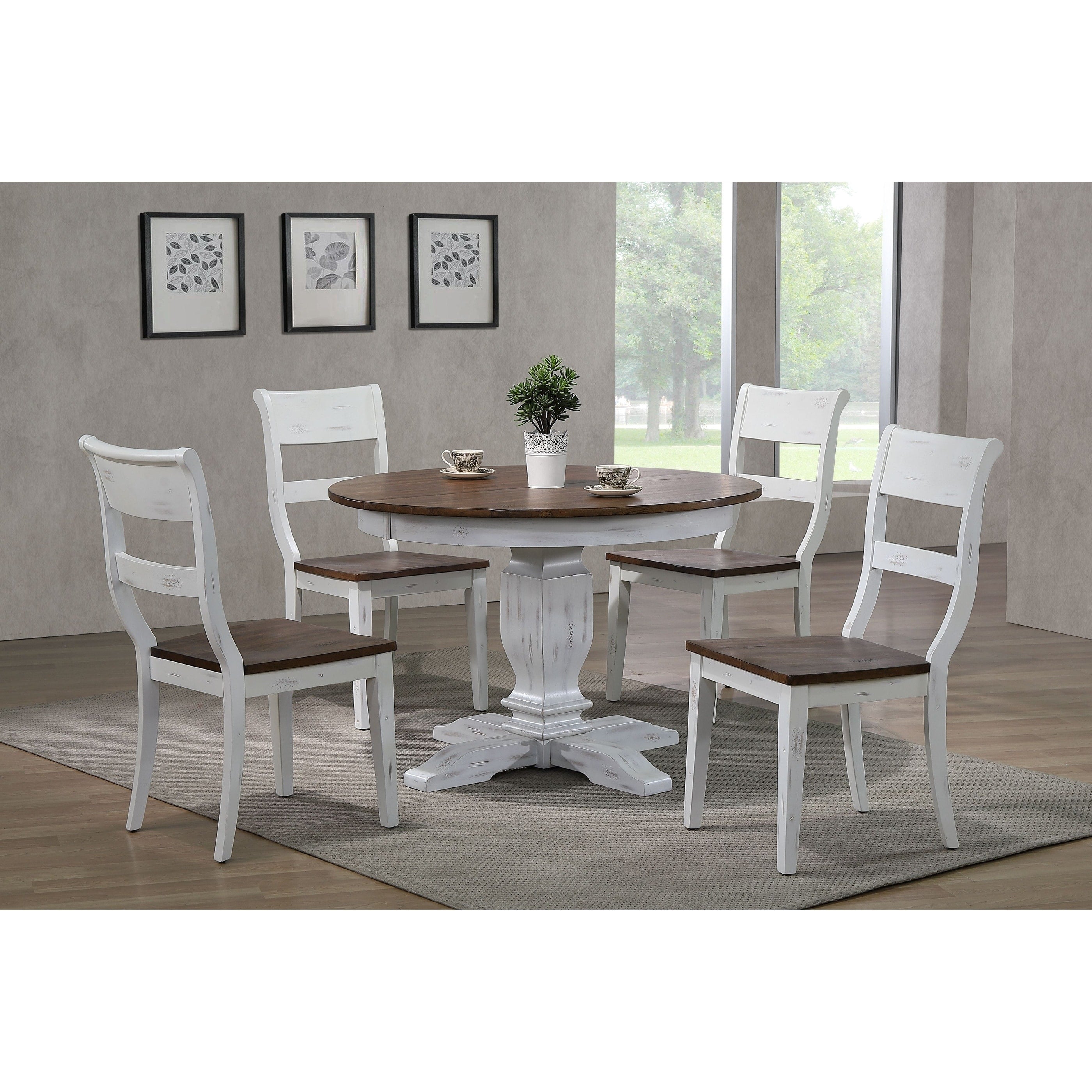 The Gray Barn Spinney 5 Piece Dining Set In Distressed Cocoa Brown And Cotton White
