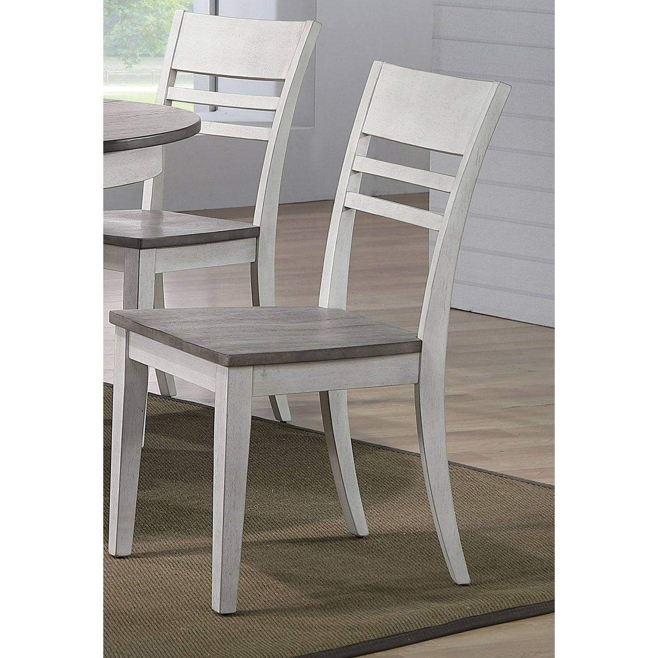 Iconic Furniture Company Transitional Back Side Chair Ash Stormy White Set Of 2