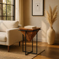 Carbon Loft Jocasta Pyramid Shape Wooden Side Table With Cross Metal Base