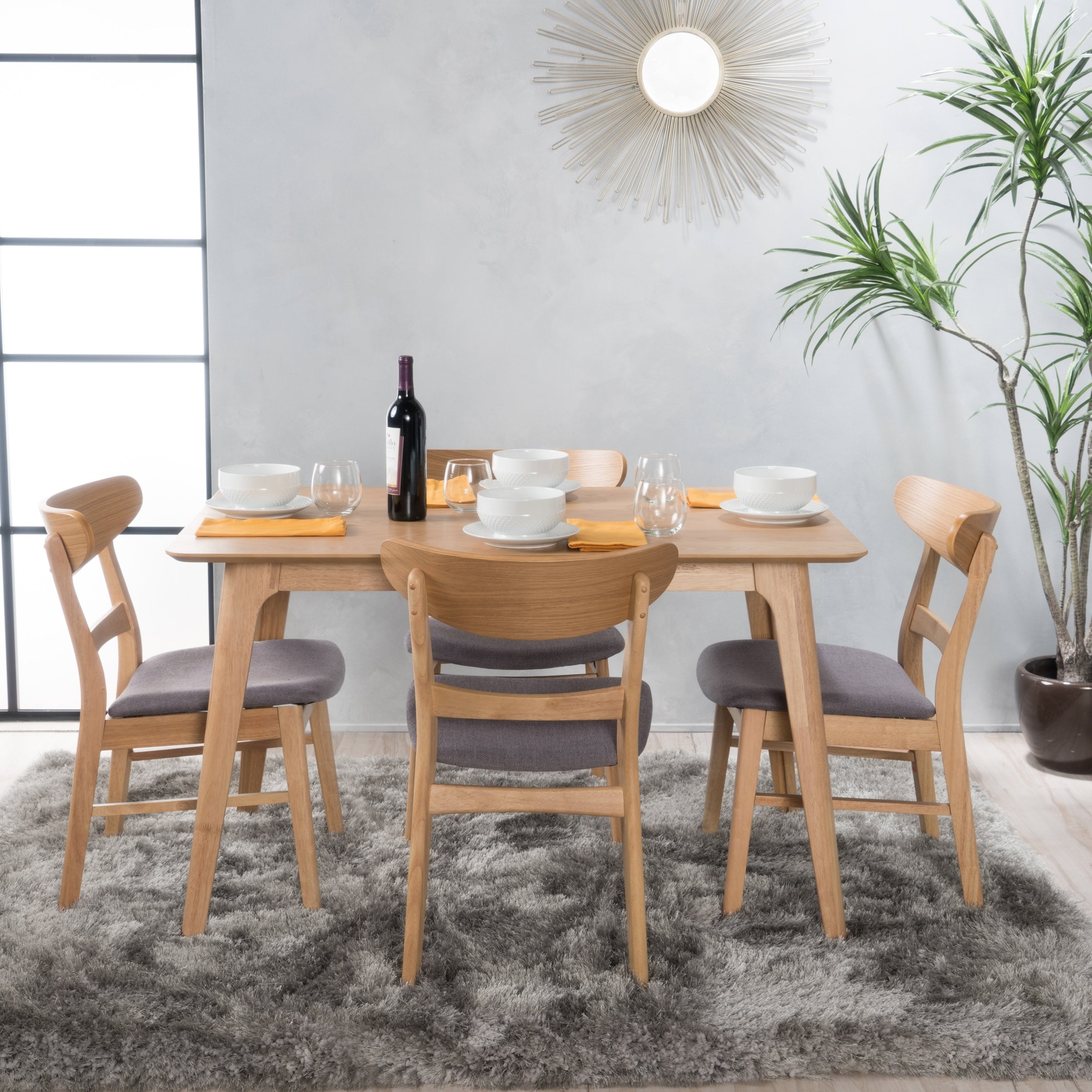 Carson Carrington Ballerup 5 Piece Wood Rectangular Dining Set By