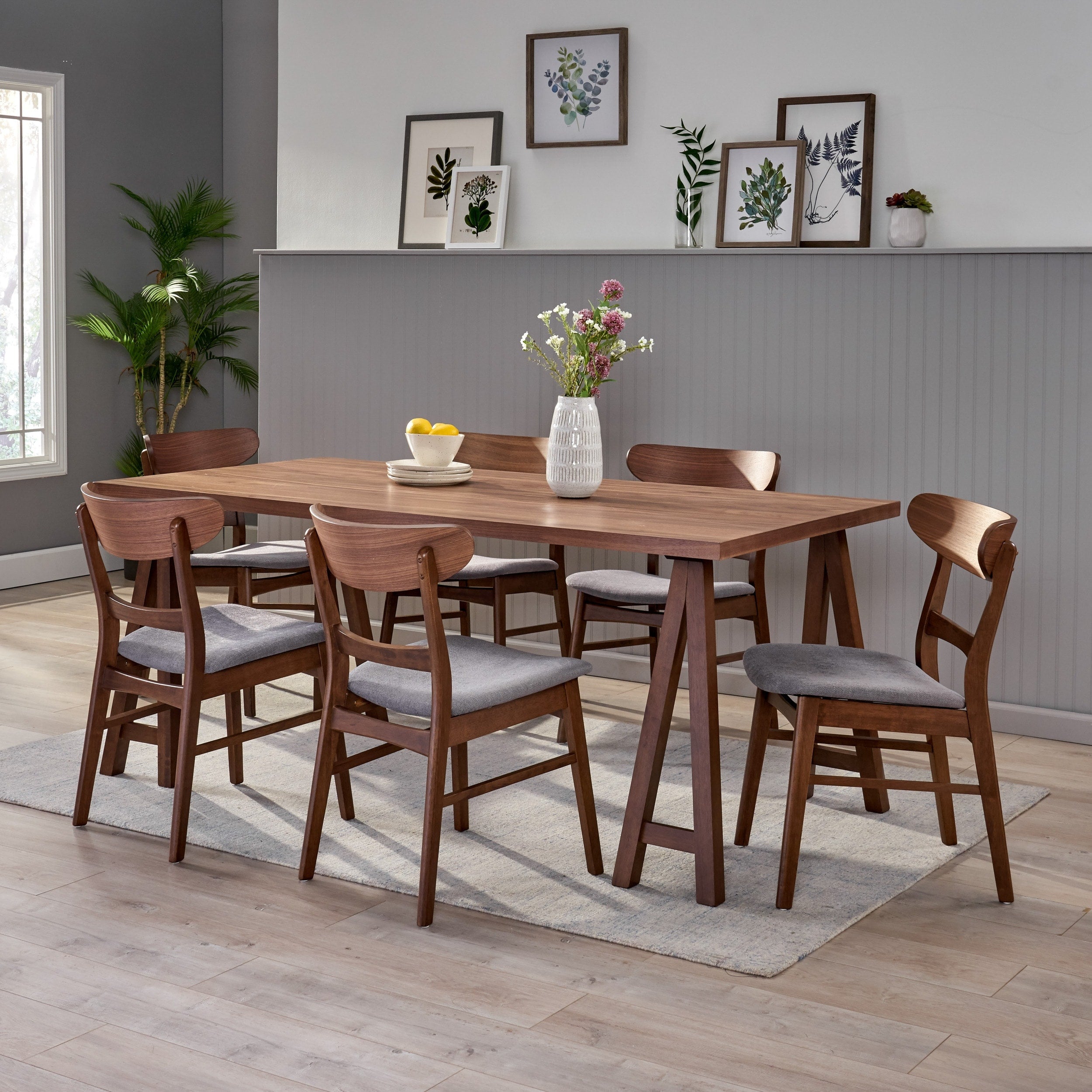 Idalia Mid Century Modern 7 Piece Dining Set With A Frame Table By Christopher Knight Home