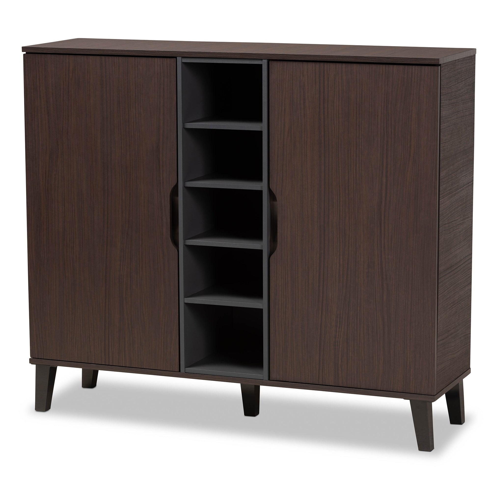 Idina Mid Century Modern Two Tone 2 Door Shoe Cabinet