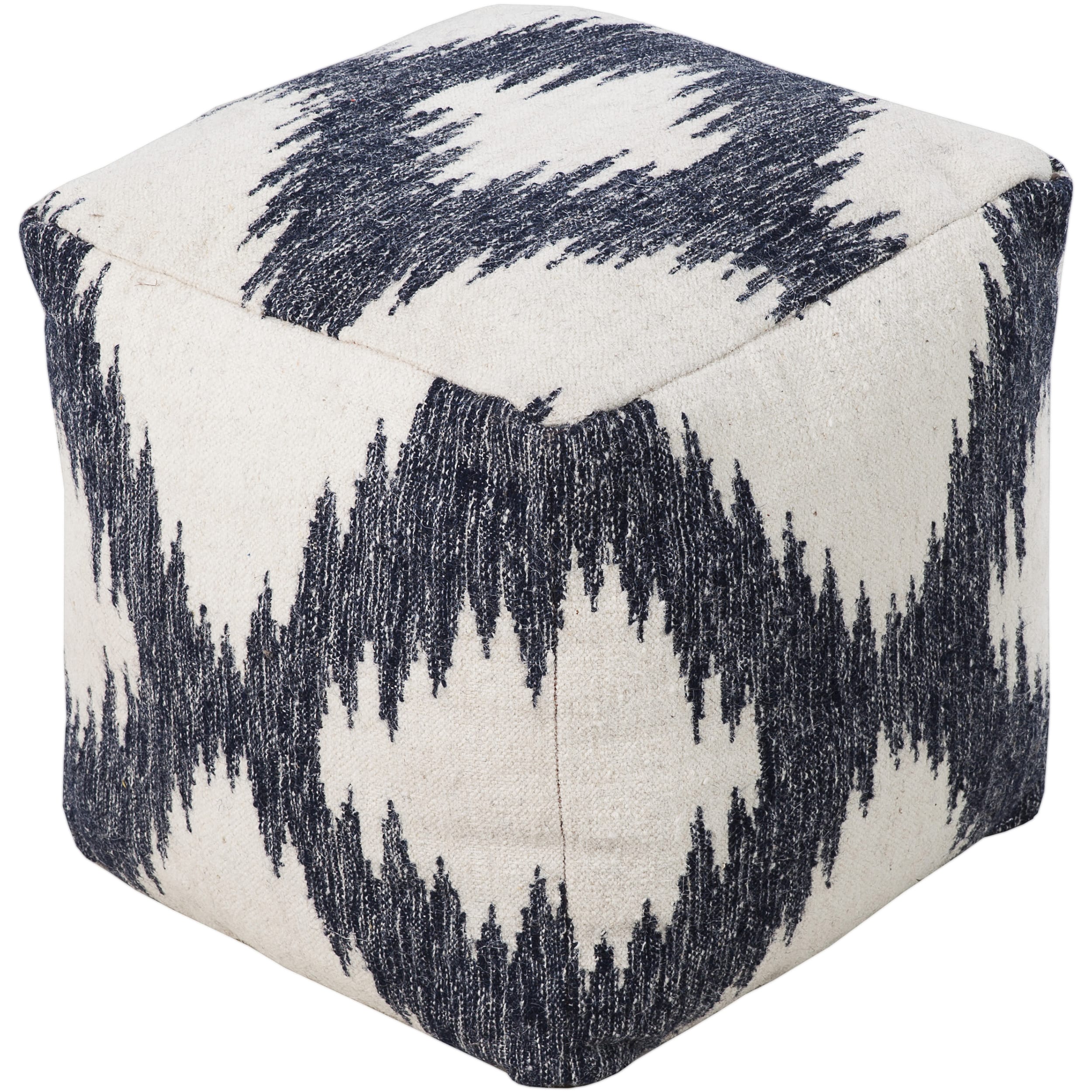 Ikat Sion Square Wool 18 Inch Pouf