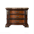 Iliana Nightstand 3 Drawers Ornate Oak And Dark Cherry Brown 33 Inch