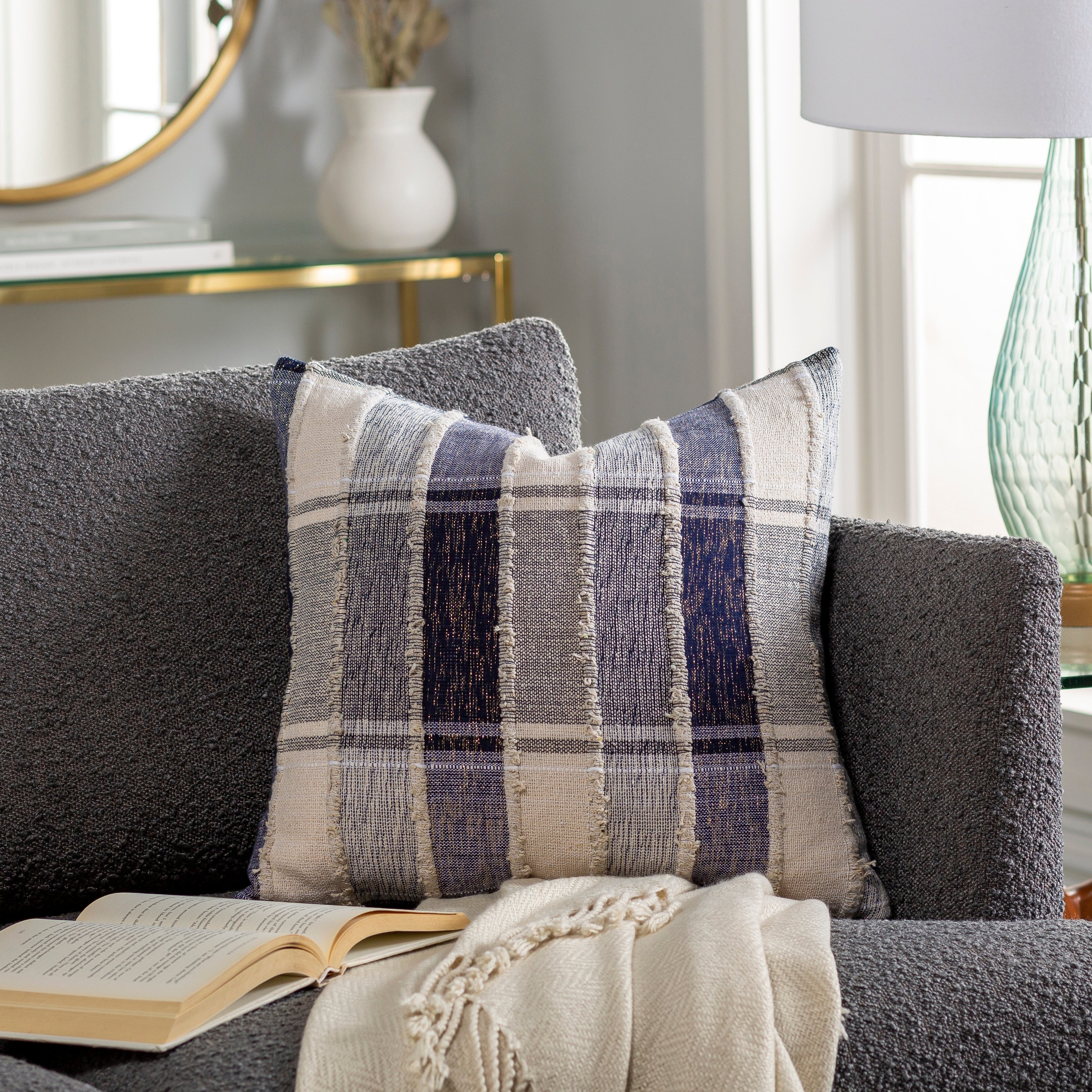 Iliana Woven Plaid Striped Throw Pillow
