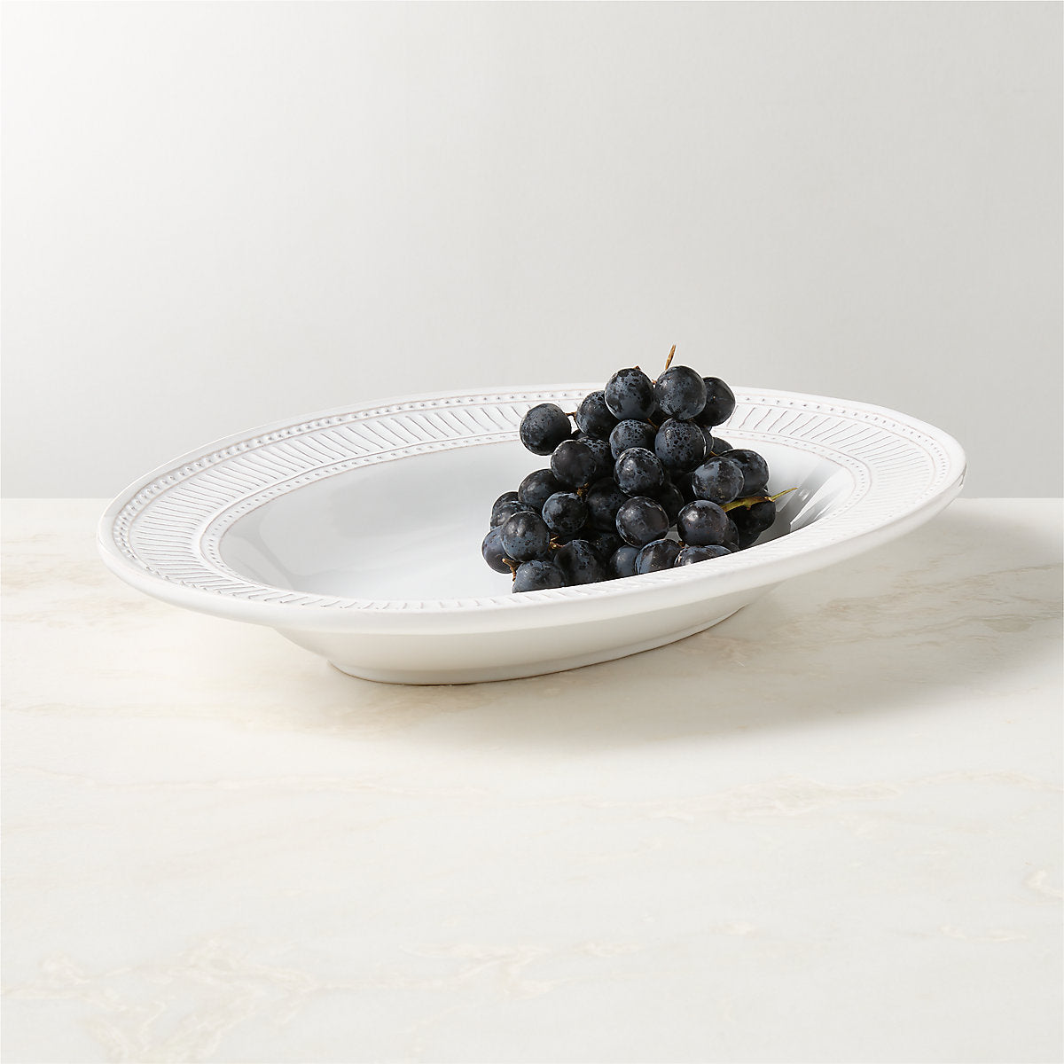 Iliana White Stoneware Round Serving Platter