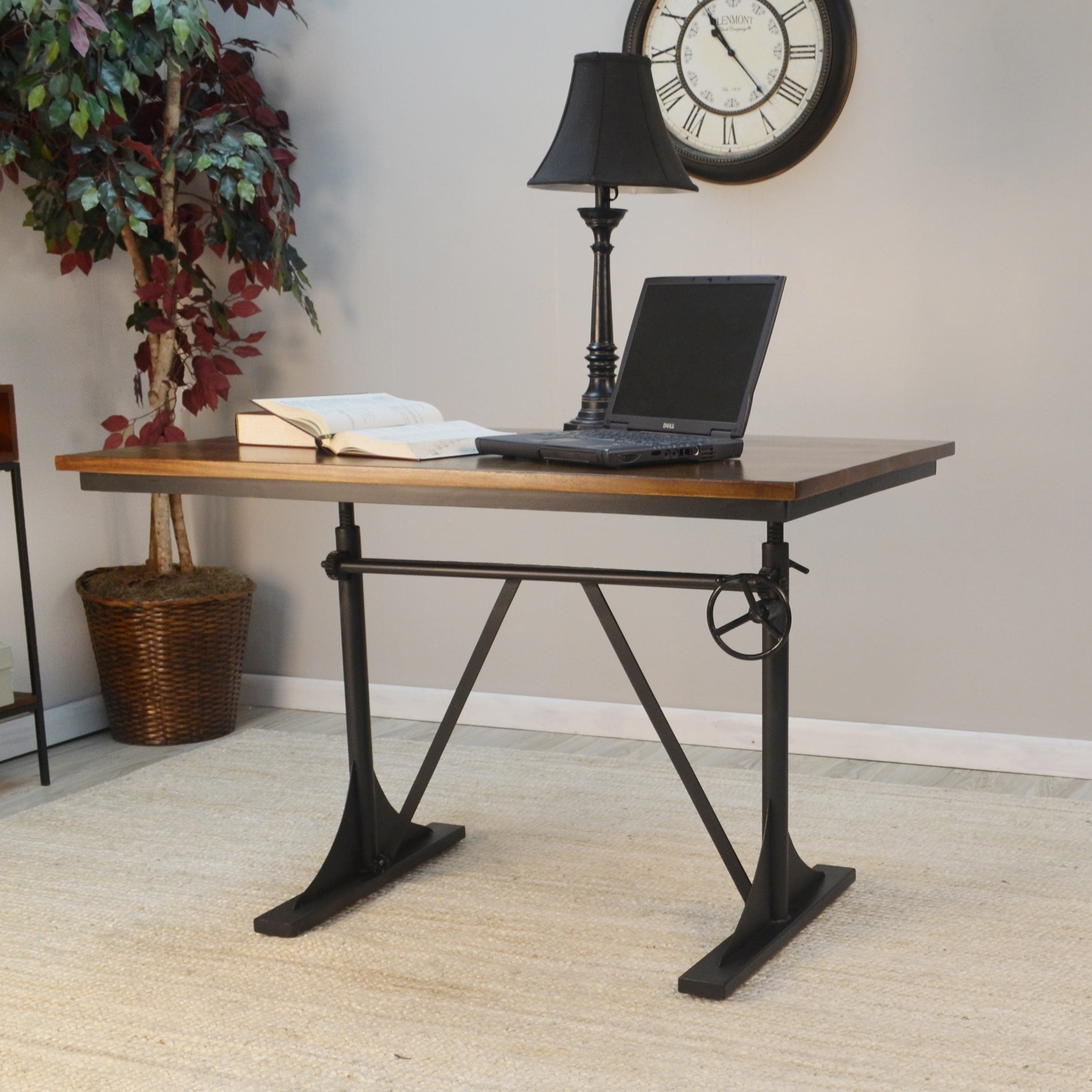 Illona Sit Or Stand Elm And Black Adjustable Desk