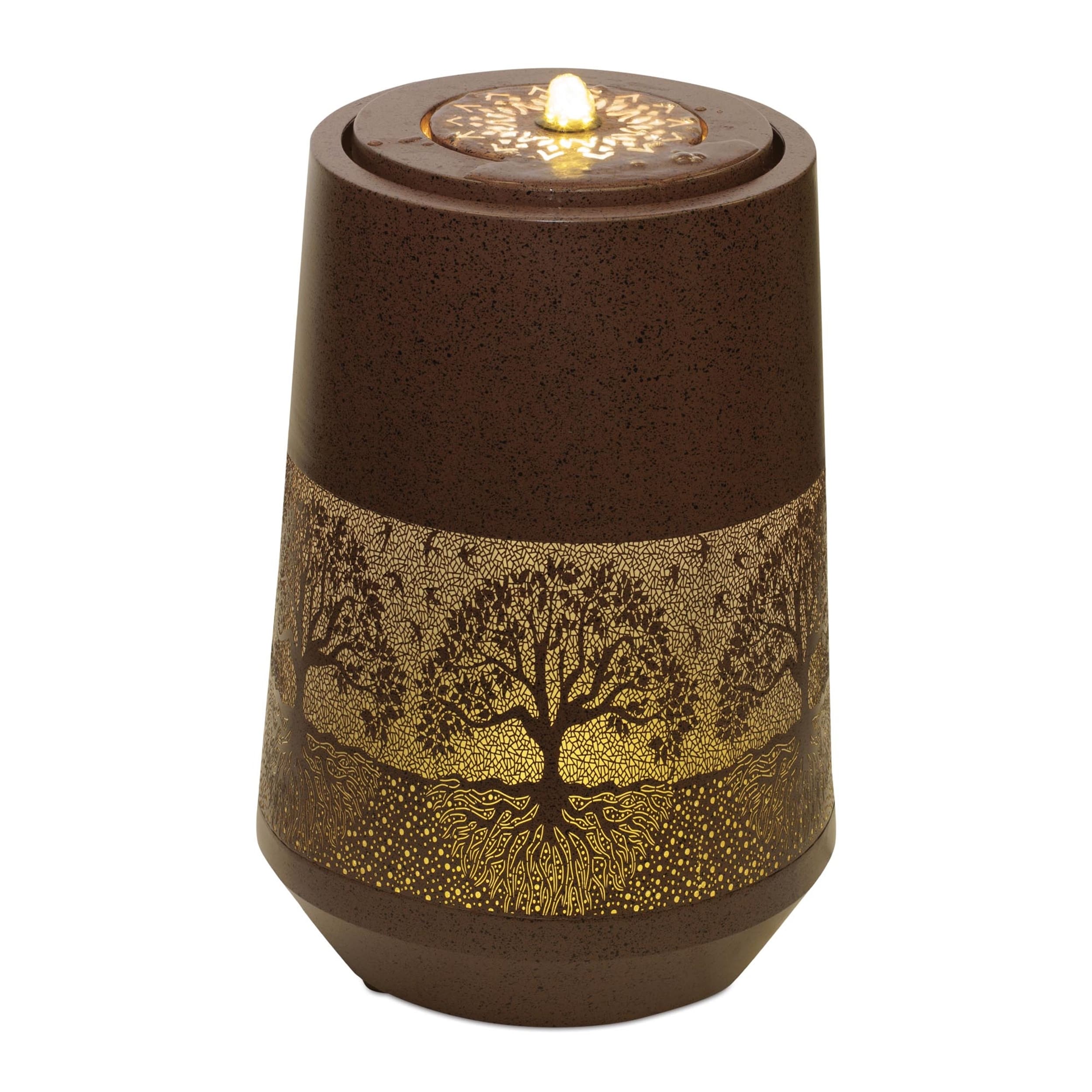 Illuminated Cut Out Metal Tree Pattern Fountain 21 H