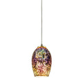 Illusions 5 Inch Wide 1 Light Pendant In Satin Nickel With Multicolor Fireworks Glass 5In W X 5In D X 9In H