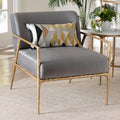 Ilmari Velvet Lounge Chair With Track Arms Modern Rustic Armchair With Hand Forged Metal Frame For Living Room Or Lounge