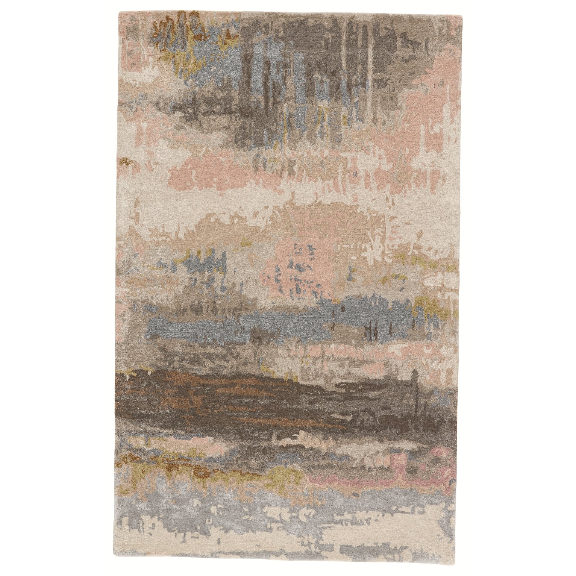 Ilsted Handmade Abstract Gold Light Blue Area Rug 12 X 15