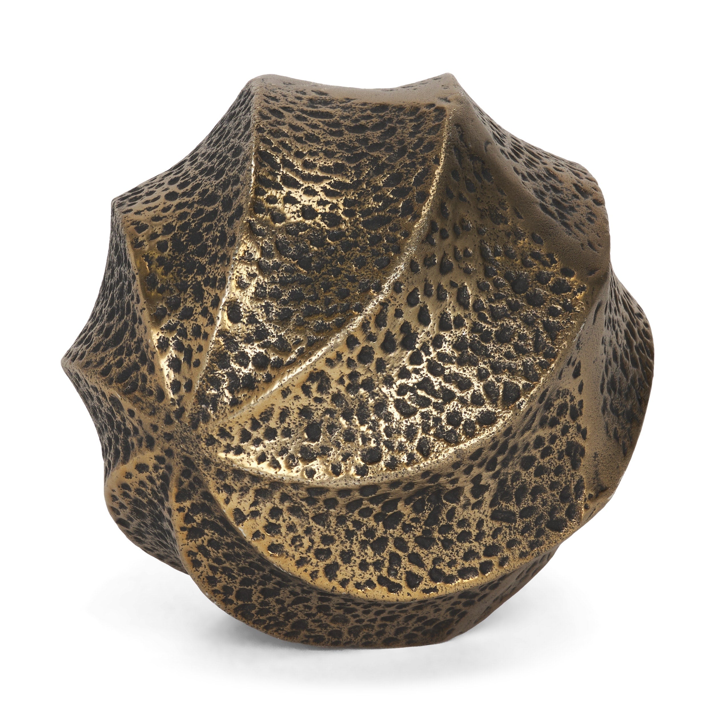 Imani Large Small Sculptural Textured Antiqued Gold Metal Decorative Orb Object