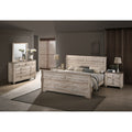 Imerland Contemporary White Wash Finish Bedroom Set With Sleigh Bed Dresser Mirror Two Nightstands