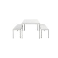 Immaculately Contemporary Anodized Aluminum Table And Bench Set In White Set Of 3