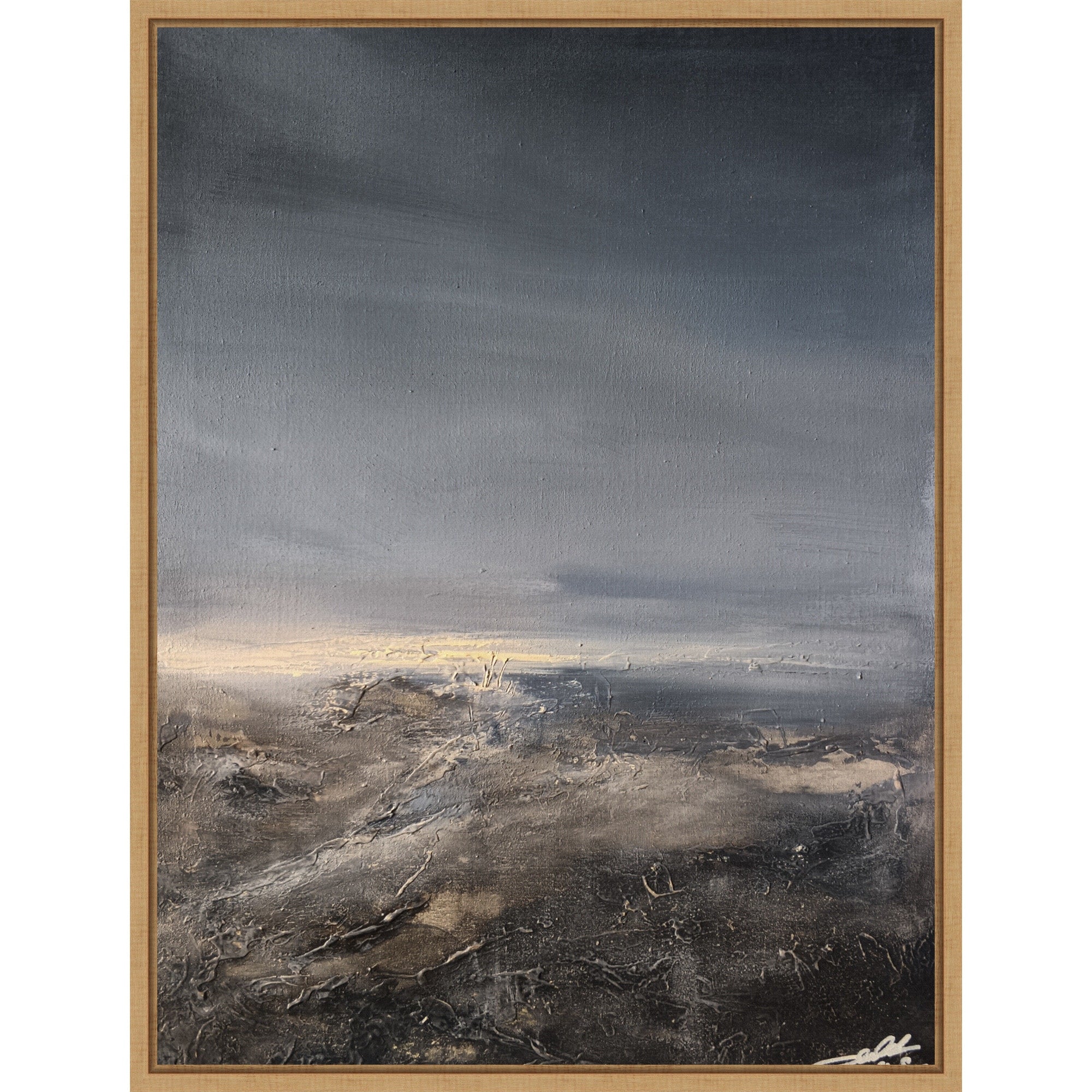 Impasto Abstract Seascape By Yuli Saputra Framed Canvas Wall Art