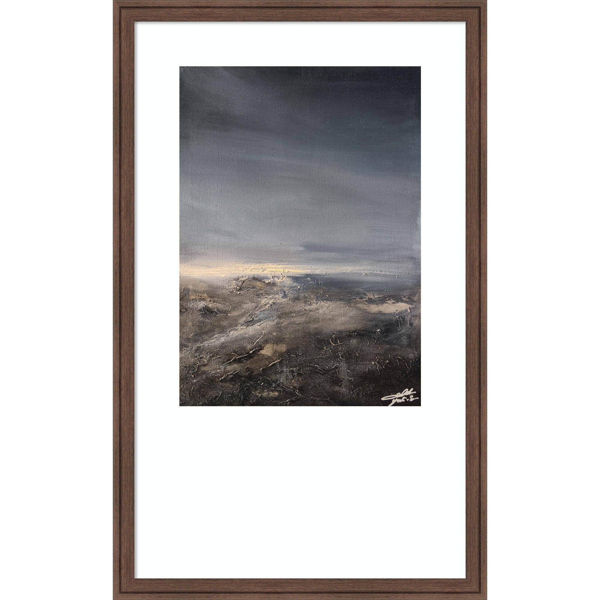 Impasto Abstract Seascape By Yuli Saputra Wood Framed Wall Art Print