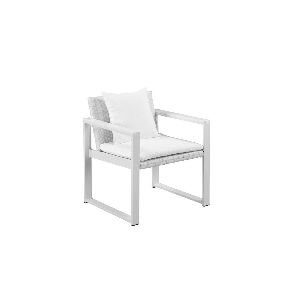 Impeccably Comfortable Upholstered Aluminum Cushioned Chair With Rattan White