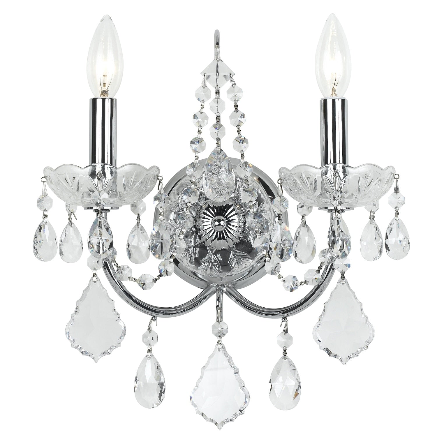 Crystorama Imperial Collection 2 Light Polished Chrome Swarovski Strass Crystal Wall Sconce