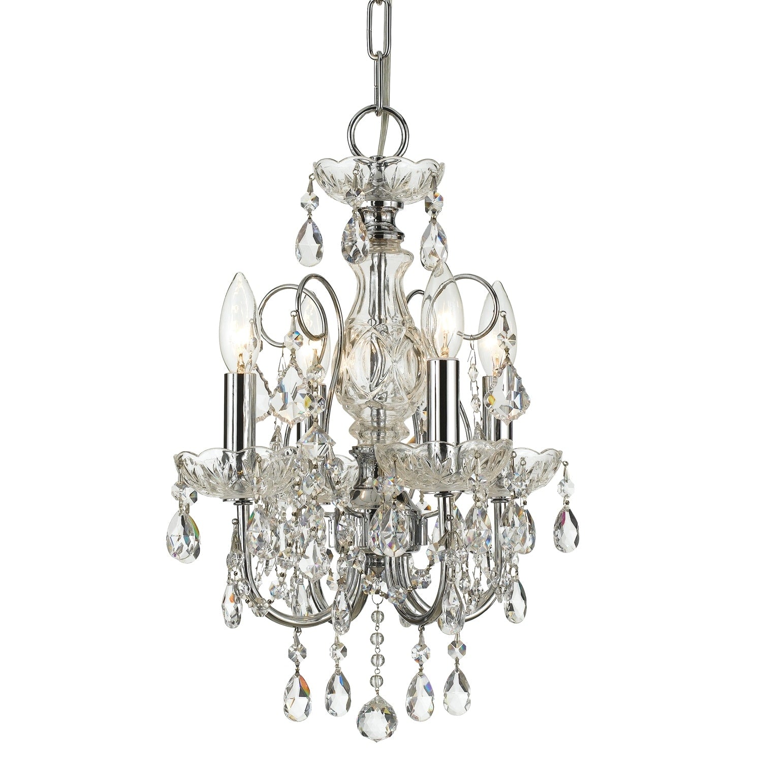 Imperial 4 Light Clear Crystal Chrome Mini Chandelier 12 W X 18 H