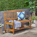 Imperial Outdoor Acacia Wood Bench With Shelf By Christopher Knight Home