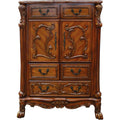 Imperial Style Wooden Chest With 5 Drawers And 2 Door Cabinets Cherry Oak Brown