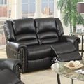 Imposing Style Bonded Leather Plywood Reclining Love Seat Black