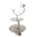 Impressively Designed Iron Branch 2 Tiered Tray Silver
