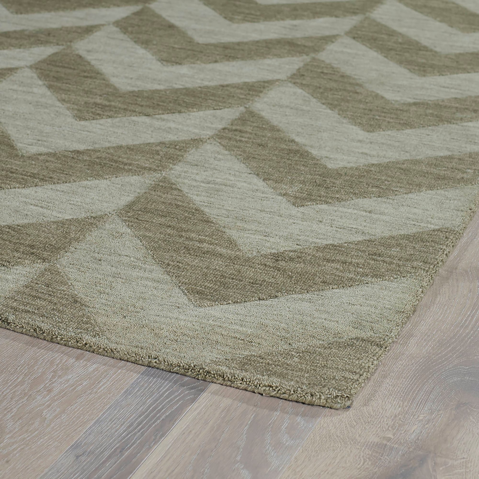 Hand Carved Turquoise Chevron Wool Rug 8 X 11