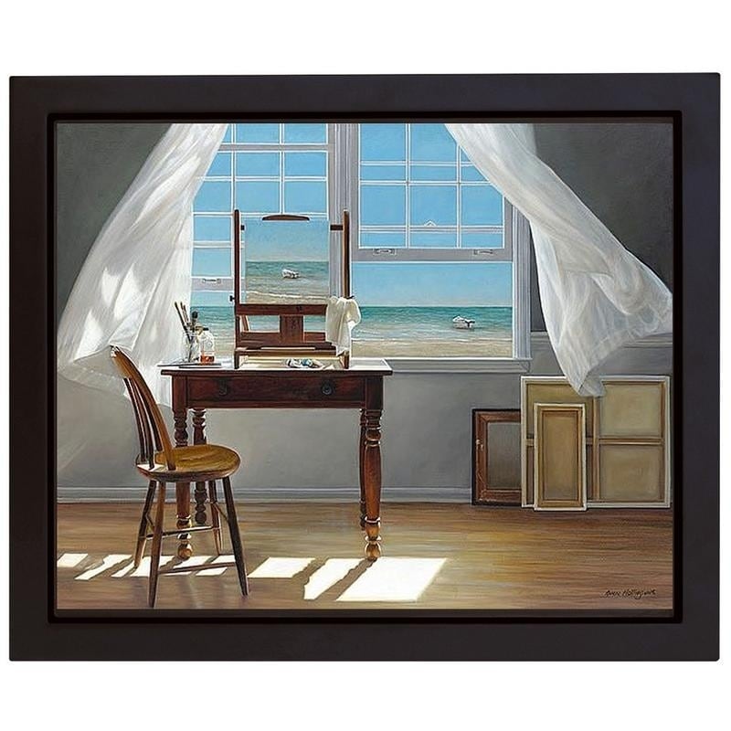 In Progress By Karen Hollingsworth Black Floater Framed Canvas Giclee Art 20 In H X 26 In W Ready To Hang