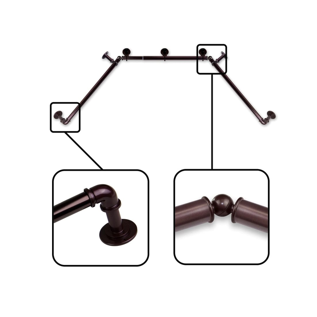 Instyledesign 1 Inch Pipe Style Bay Curtain Rod N A