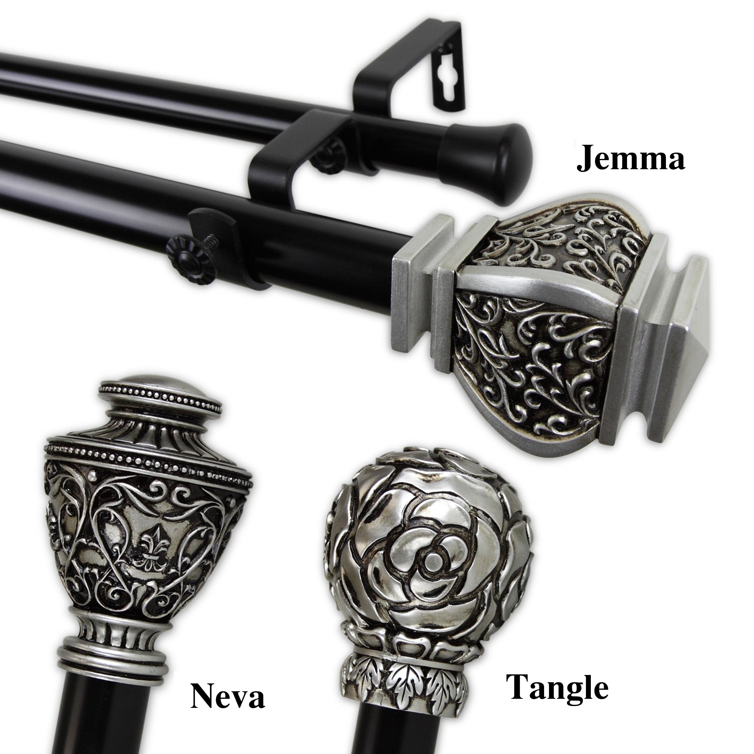 Instyledesign 1 Inch Two Tone Royalty Collection Double Curtain Rod