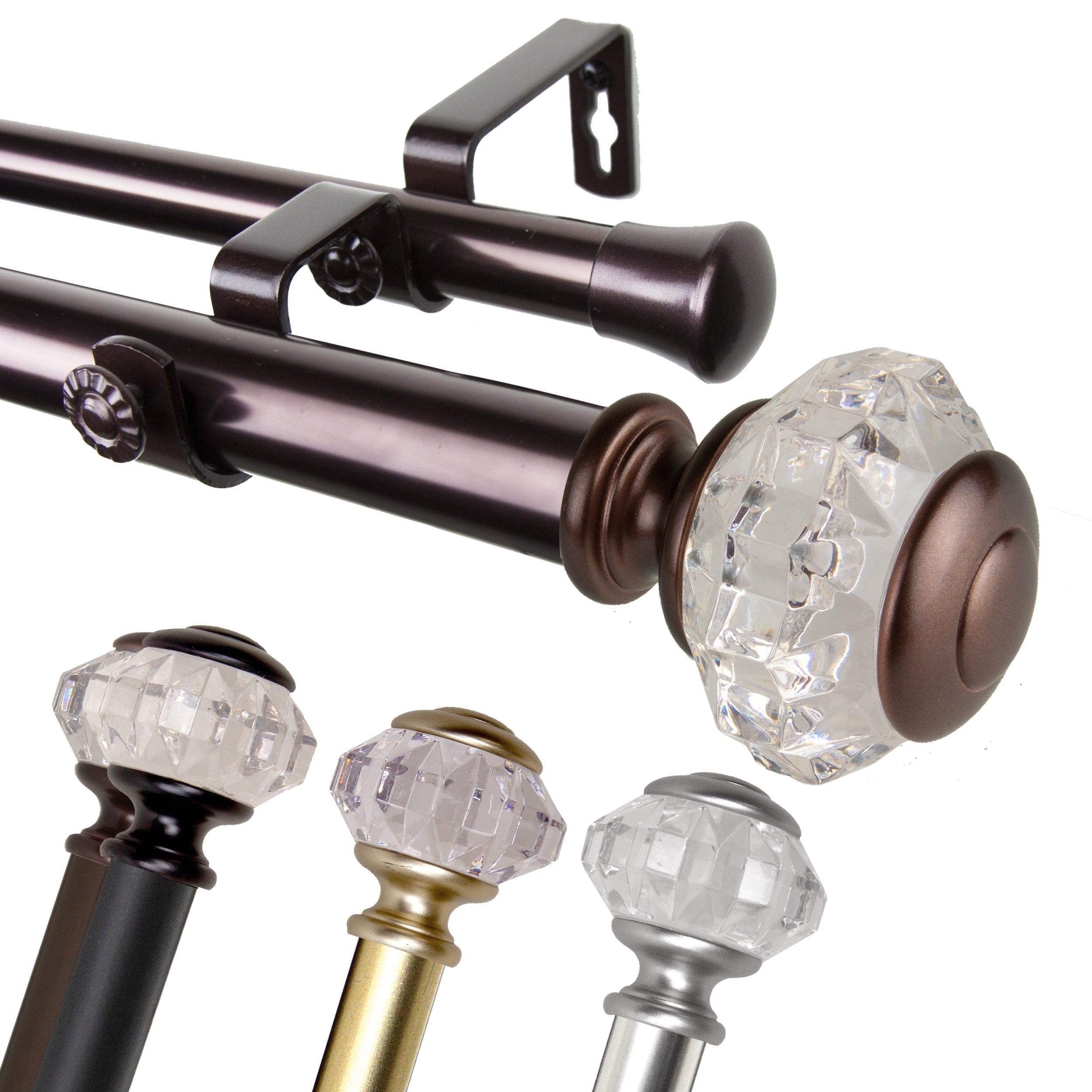 Instyledesign Adeline 1 Inch Diameter Adjustable Double Curtain Rod