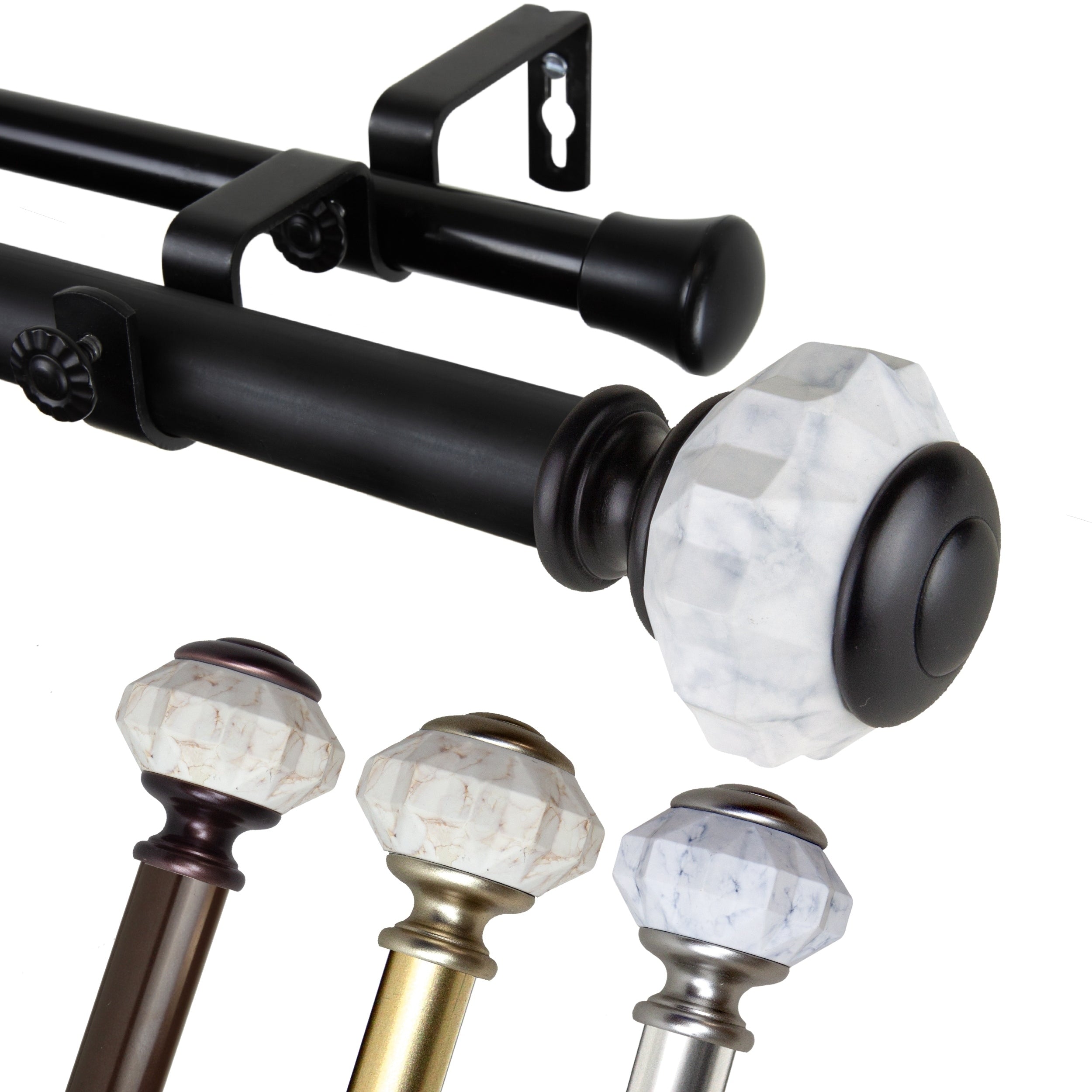 Instyledesign Allison 1 Inch Diameter Adjustable Double Curtain Rod