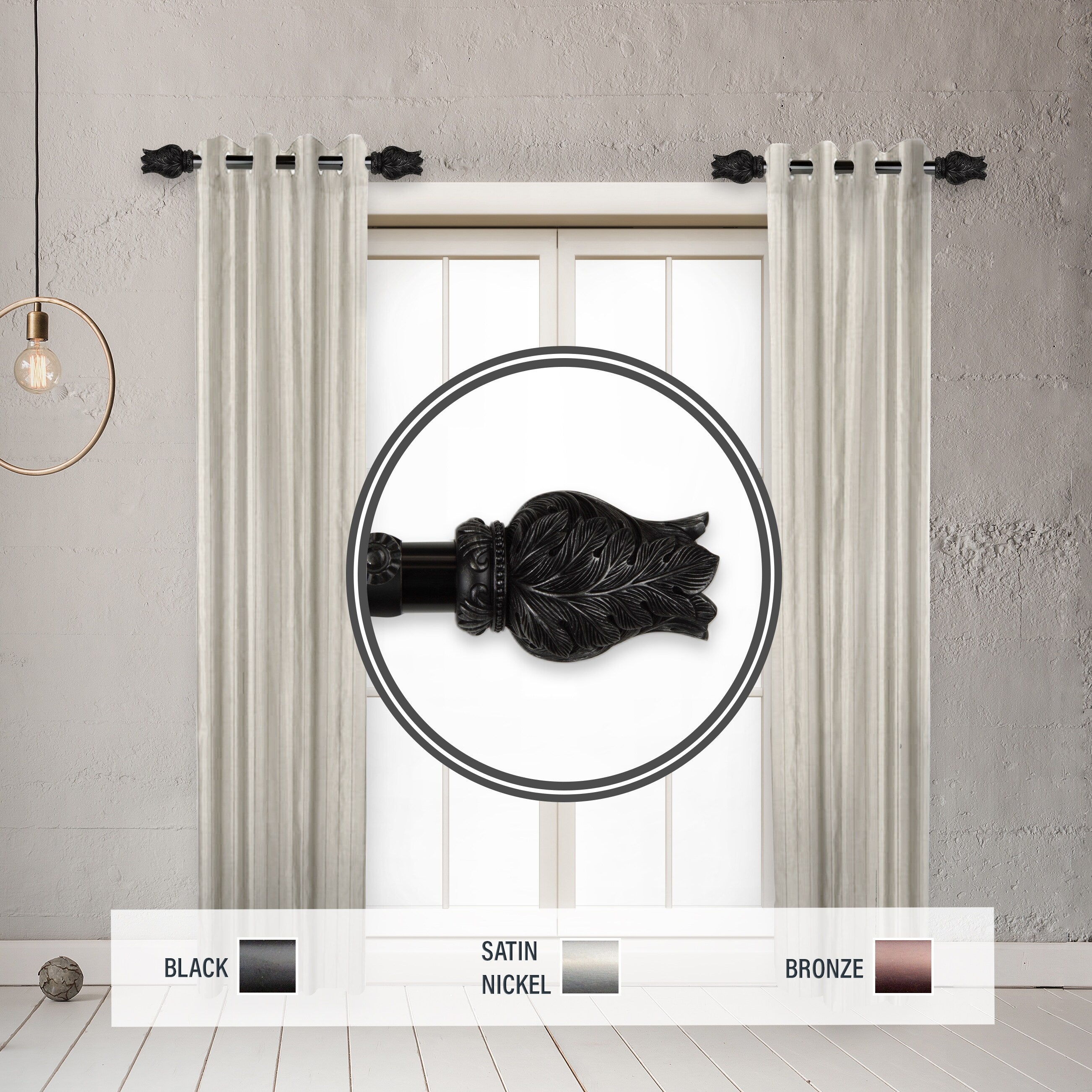 Instyledesign Artemis 1 Side Curtain Rod 12 20 Inch Long Set Of 2 12 To 20 Inches