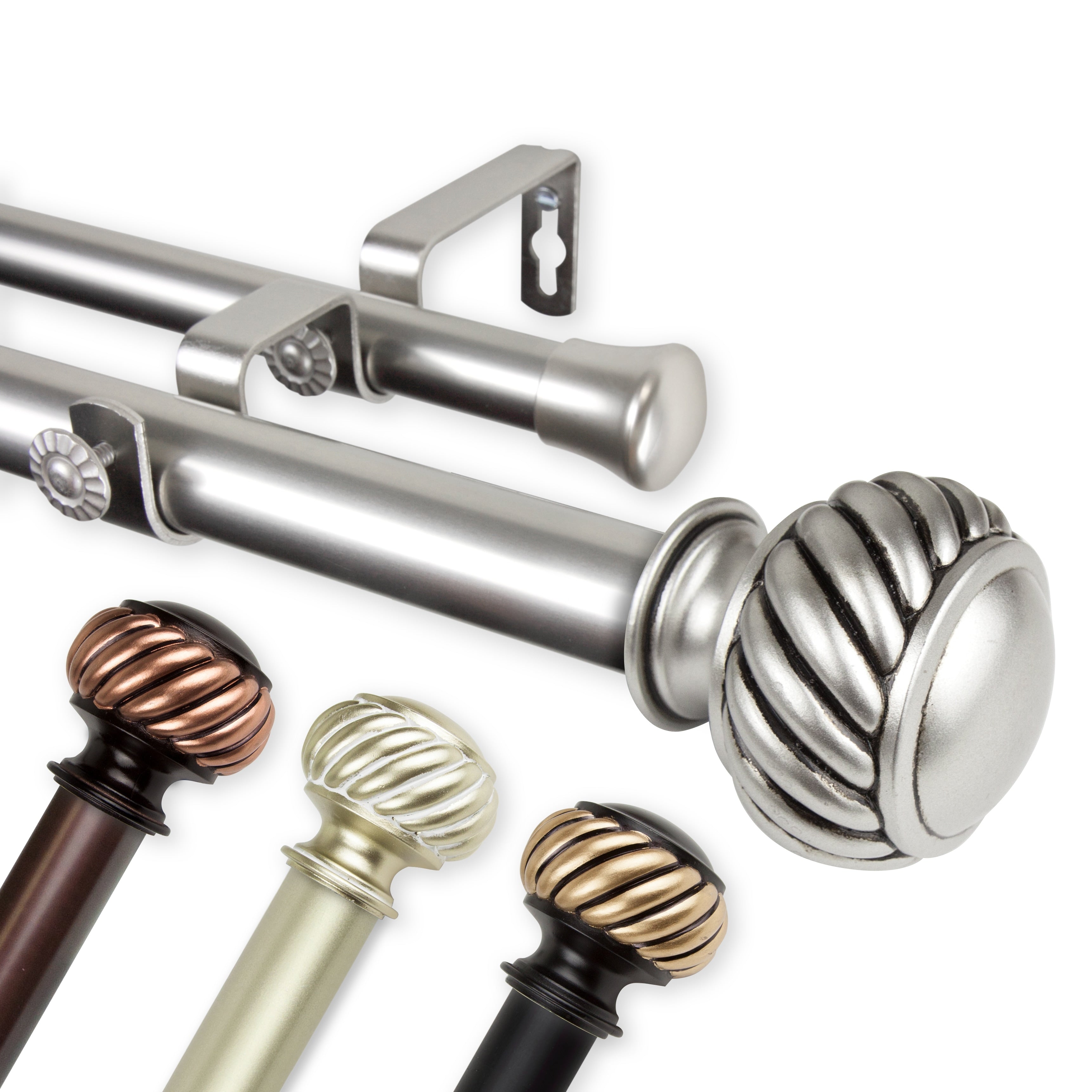 Instyledesign Barta 1 Inch Diameter Adjustable Double Curtain Rod