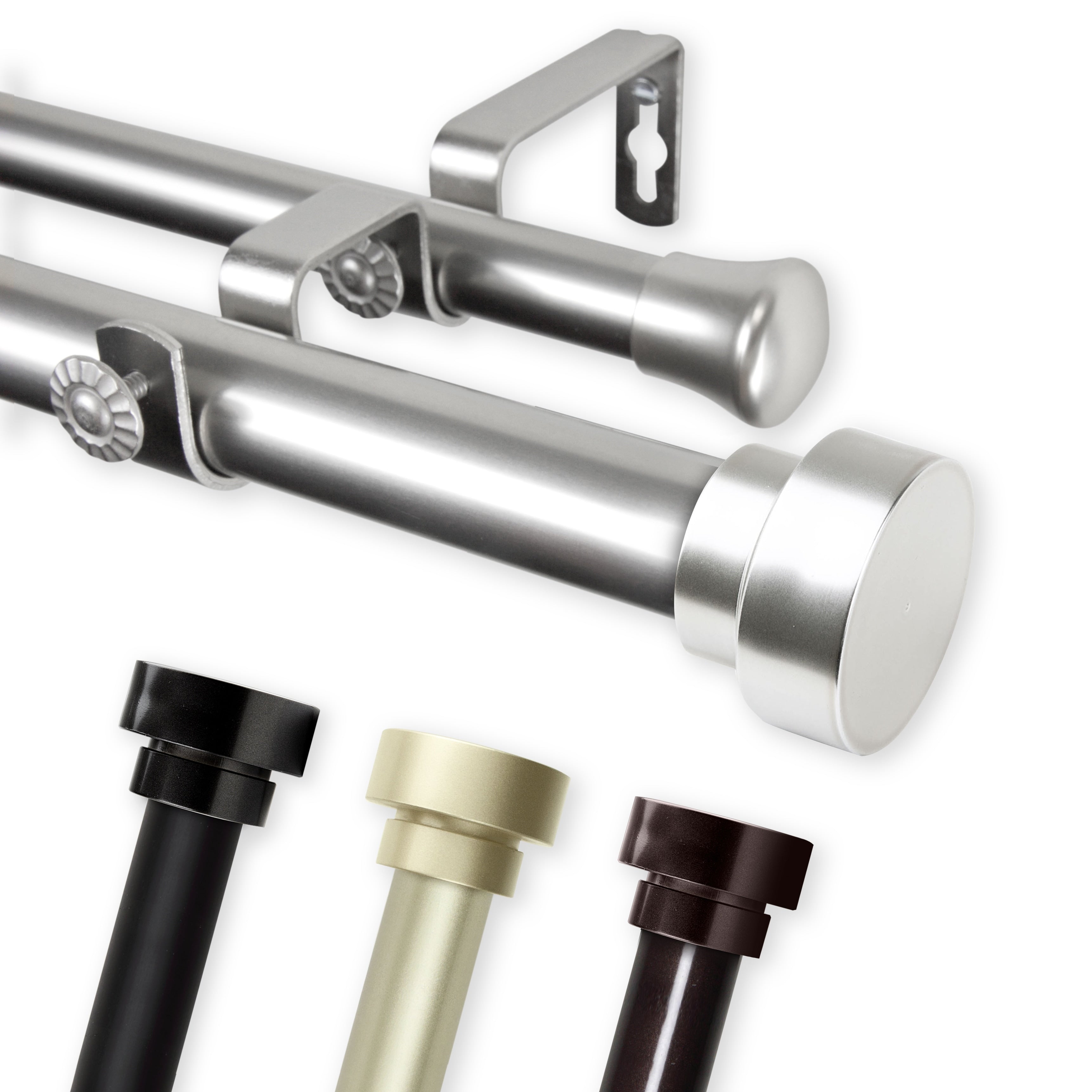 Instyledesign Beret 1 Inch Diameter Adjustable Double Curtain Rod